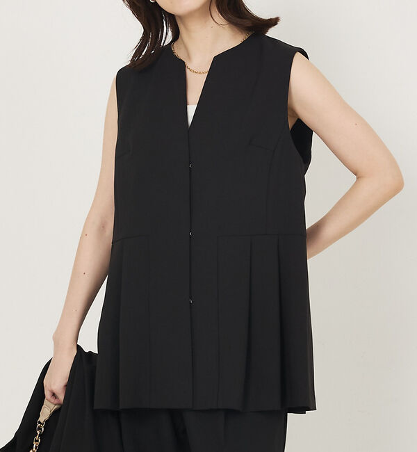 abahouse mavie「【エニデイカセット】タック切り替えジレ」|ベスト・ジレ|ブラック