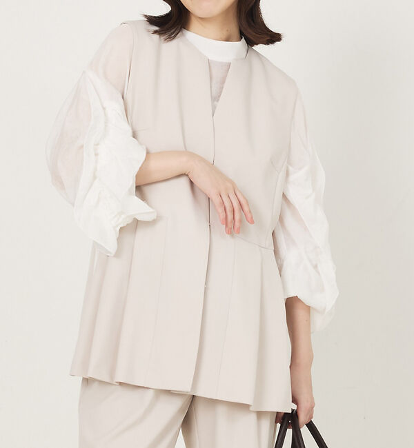 abahouse mavie「【エニデイカセット】タック切り替えジレ」|ベスト・ジレ|グレージュ