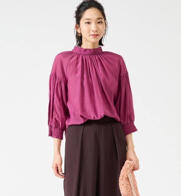 TIARA「2wayリボン7分袖ブラウス」|シャツ・ブラウス|ワイン