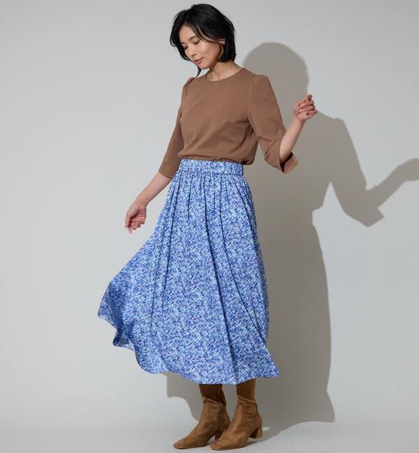 TIARA「カラースパングルプリントギャザーフレアスカート」|スカート|