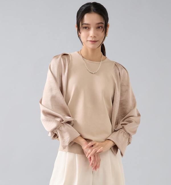 Liesse「ラメ裏毛プルオーバー」|Tシャツ・カットソー|ベージュ