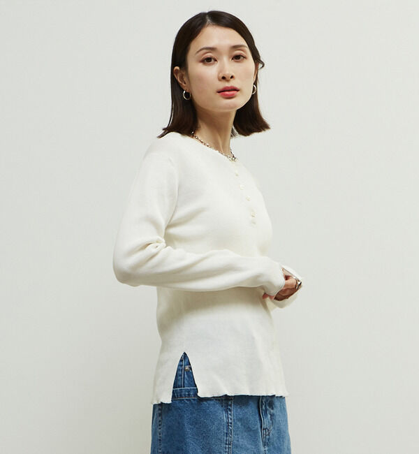 Soffitto「リブ編みヘンリーネックリブニット」|ニット・セーター|