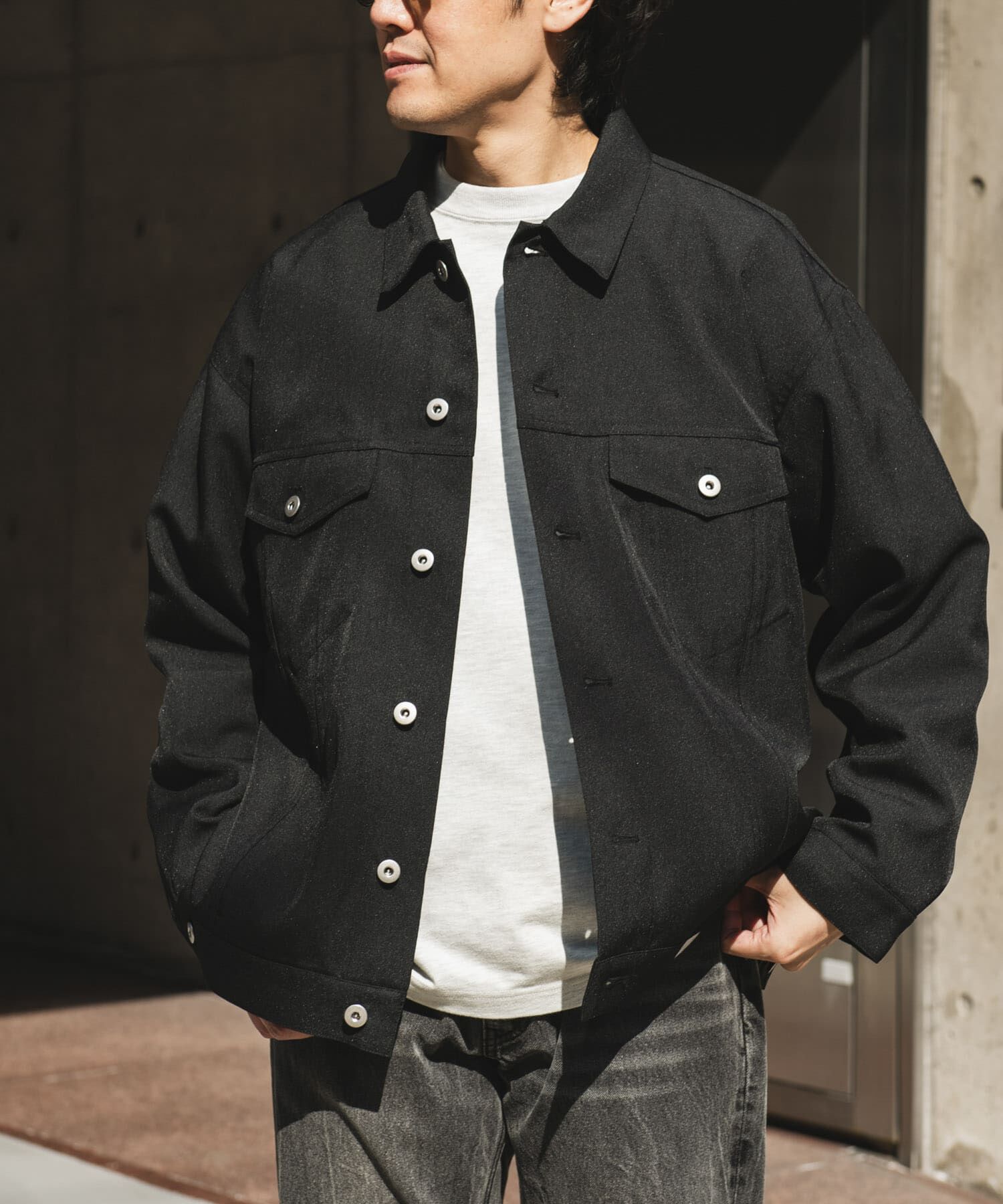 URBAN RESEARCH DOORS「『吸水速乾』セオアルファトラッカージャケット」|ノーカラーコート|