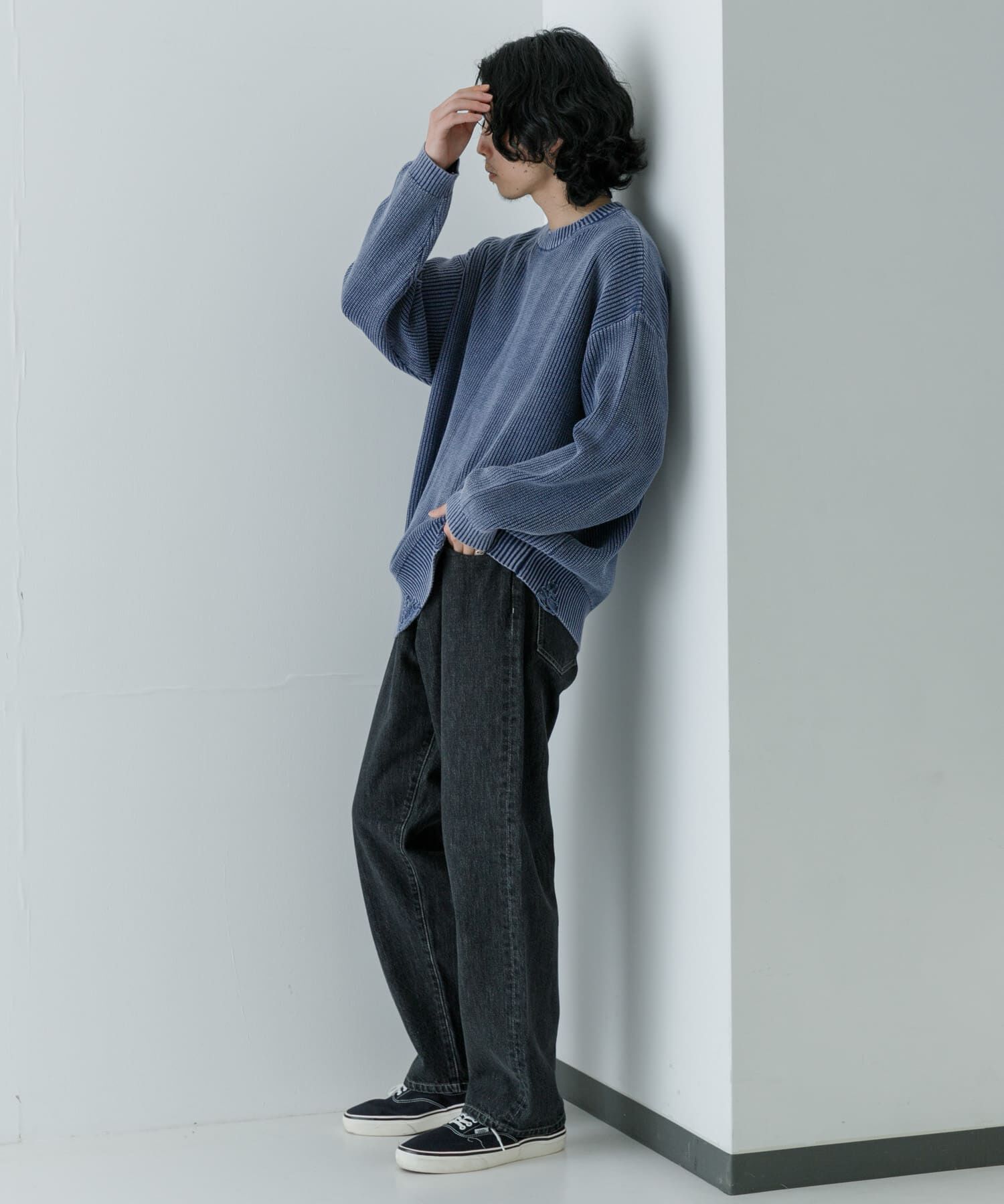 URBAN RESEARCH「URBAN RESEARCH iD　ストーンウォッシュダメージニット」|ニット・セーター|