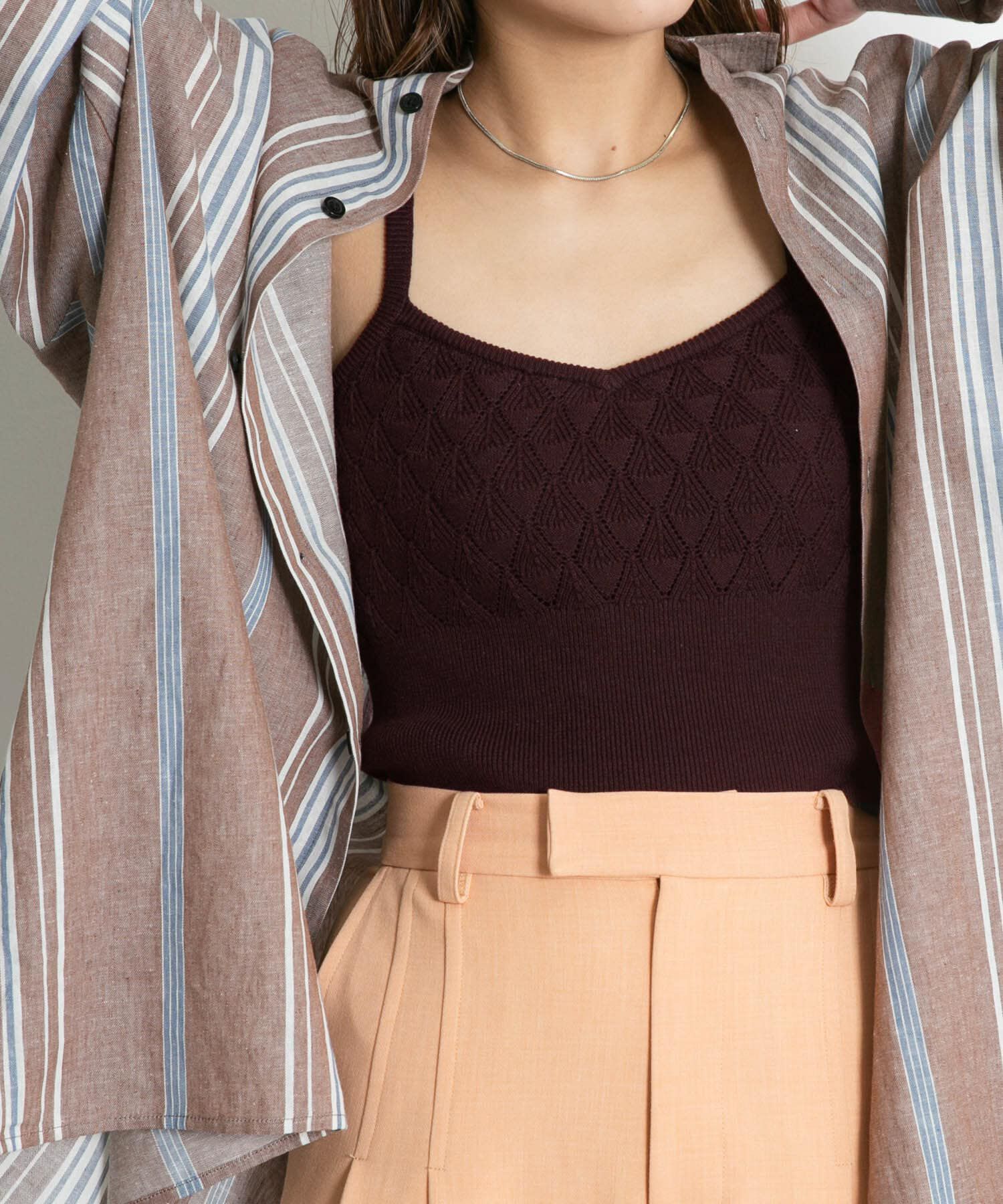  「カップ付きニットブラキャミソール」|キャミソール|ダークブラウン