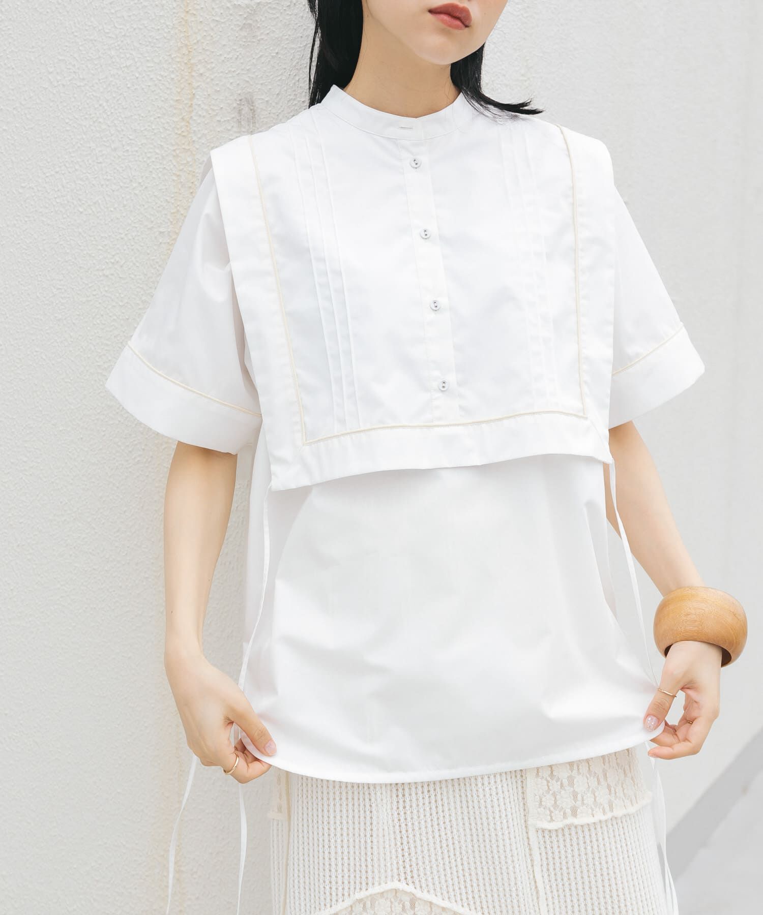  「パイピングレイヤードシャツ」|シャツ・ブラウス|オフホワイト