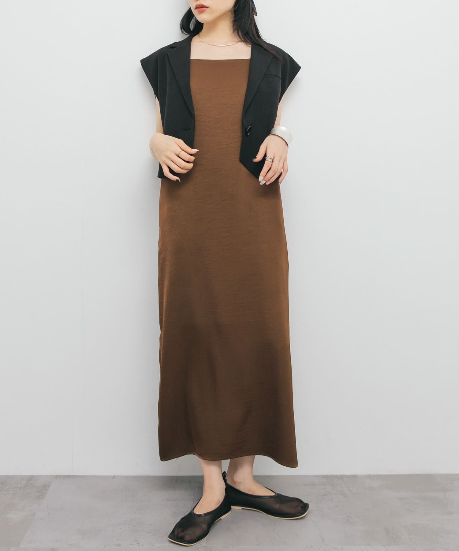  「サテンキャミワンピース」|ワンピース|