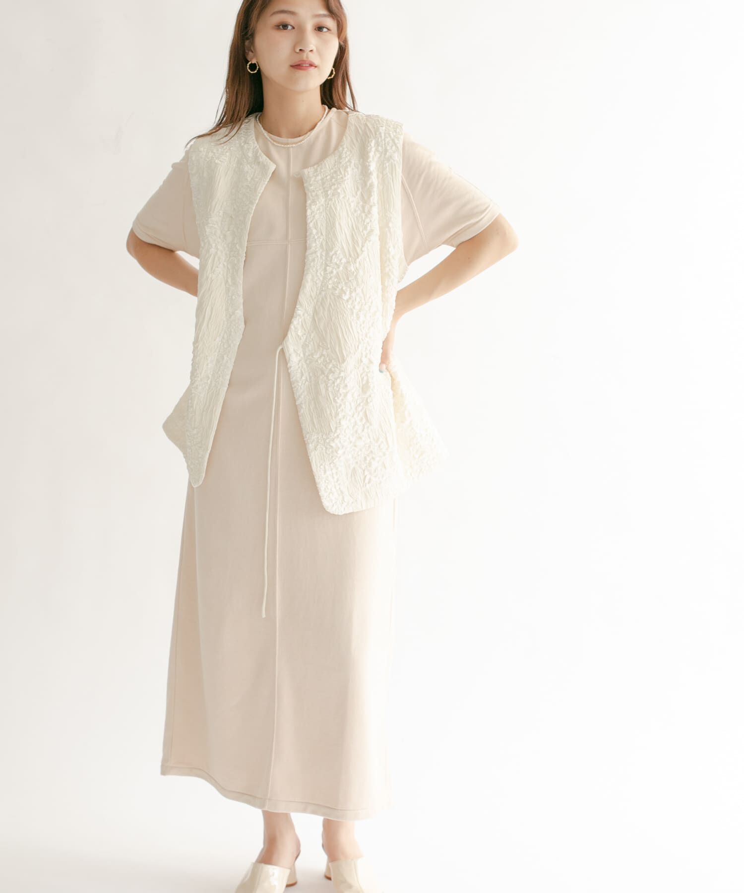  「スエードロングワンピース」|ワンピース|オフホワイト