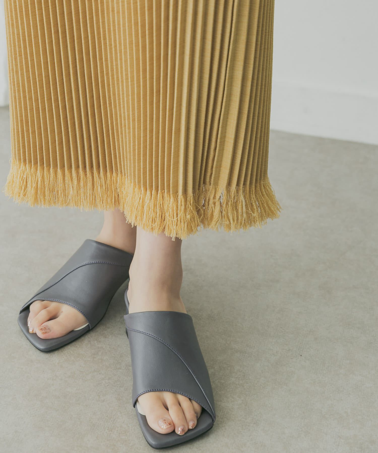  「KBF+　リネンライクフリンジプリーツスカート」|スカート|