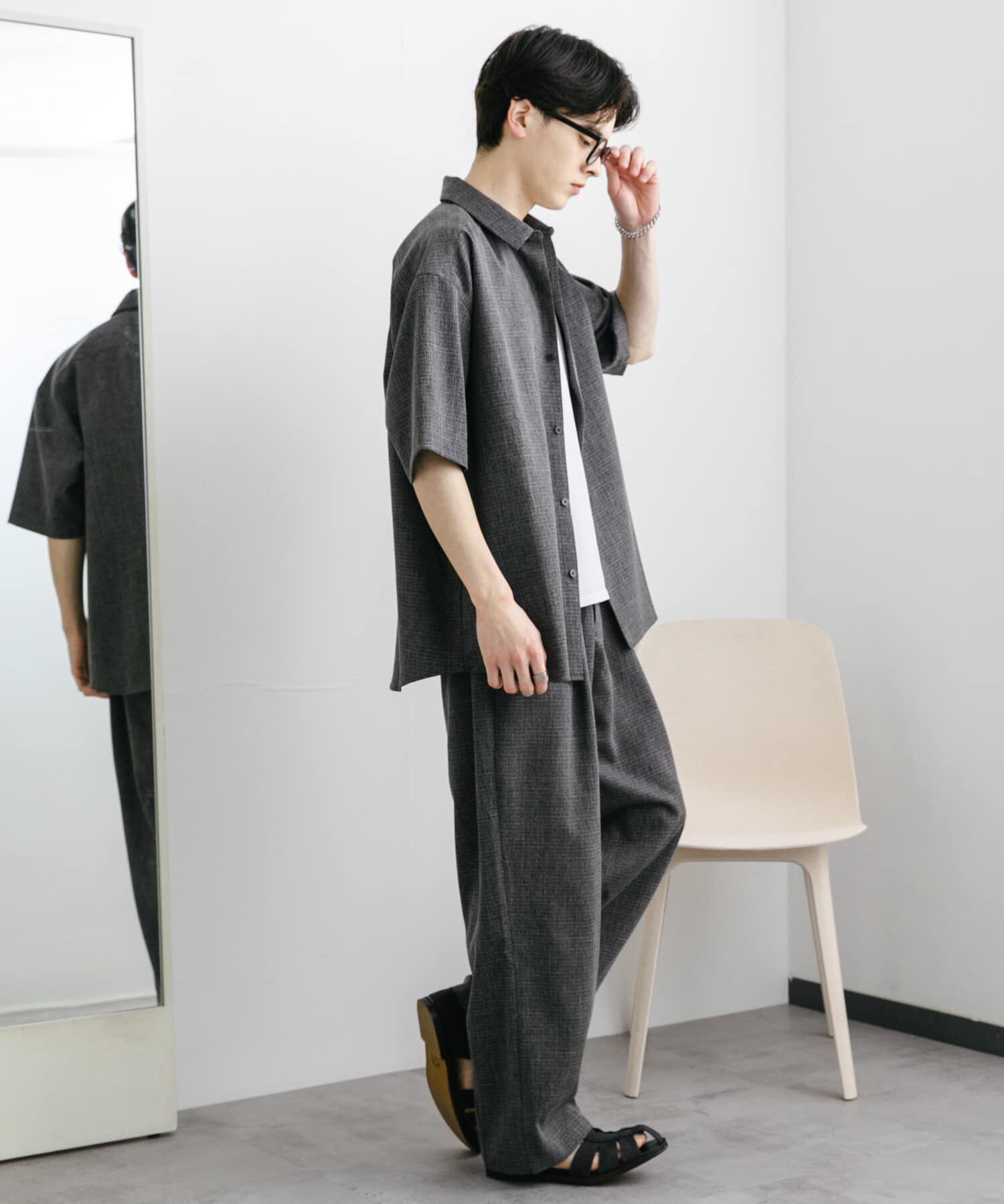 SENSE OF PLACE by URBAN RESEARCH「メランジレギュラーカラーショートスリーブシャツ」|シャツ・ブラウス|