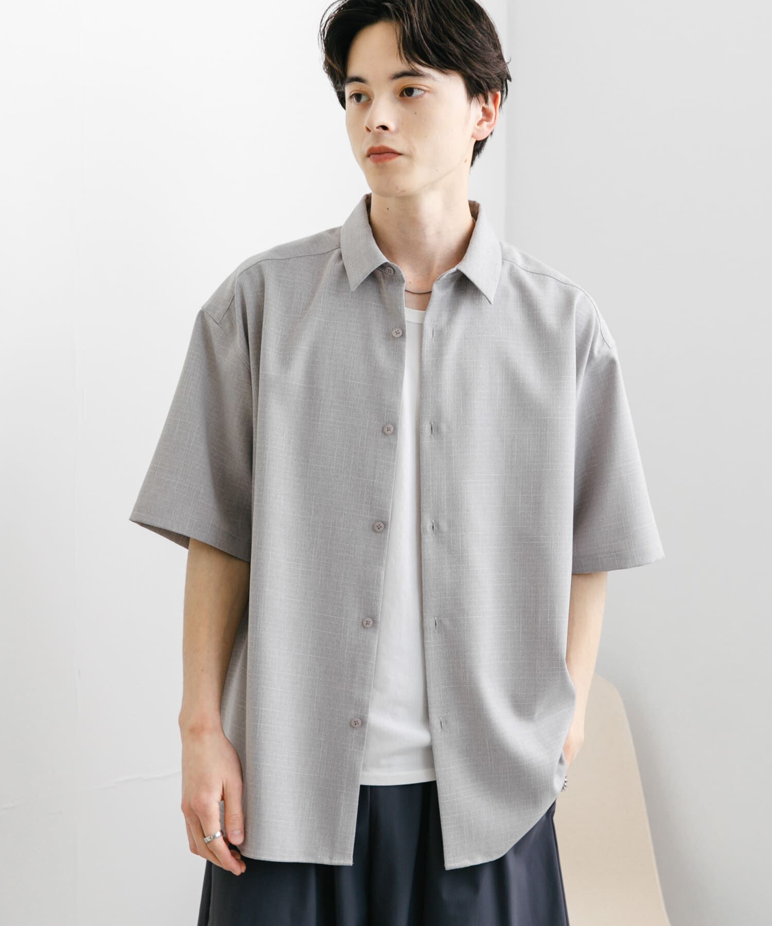 SENSE OF PLACE by URBAN RESEARCH「メランジレギュラーカラーショートスリーブシャツ」|シャツ・ブラウス|