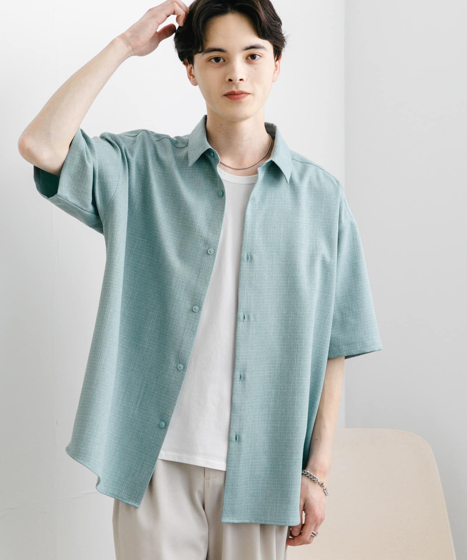 SENSE OF PLACE by URBAN RESEARCH「メランジレギュラーカラーショートスリーブシャツ」|シャツ・ブラウス|