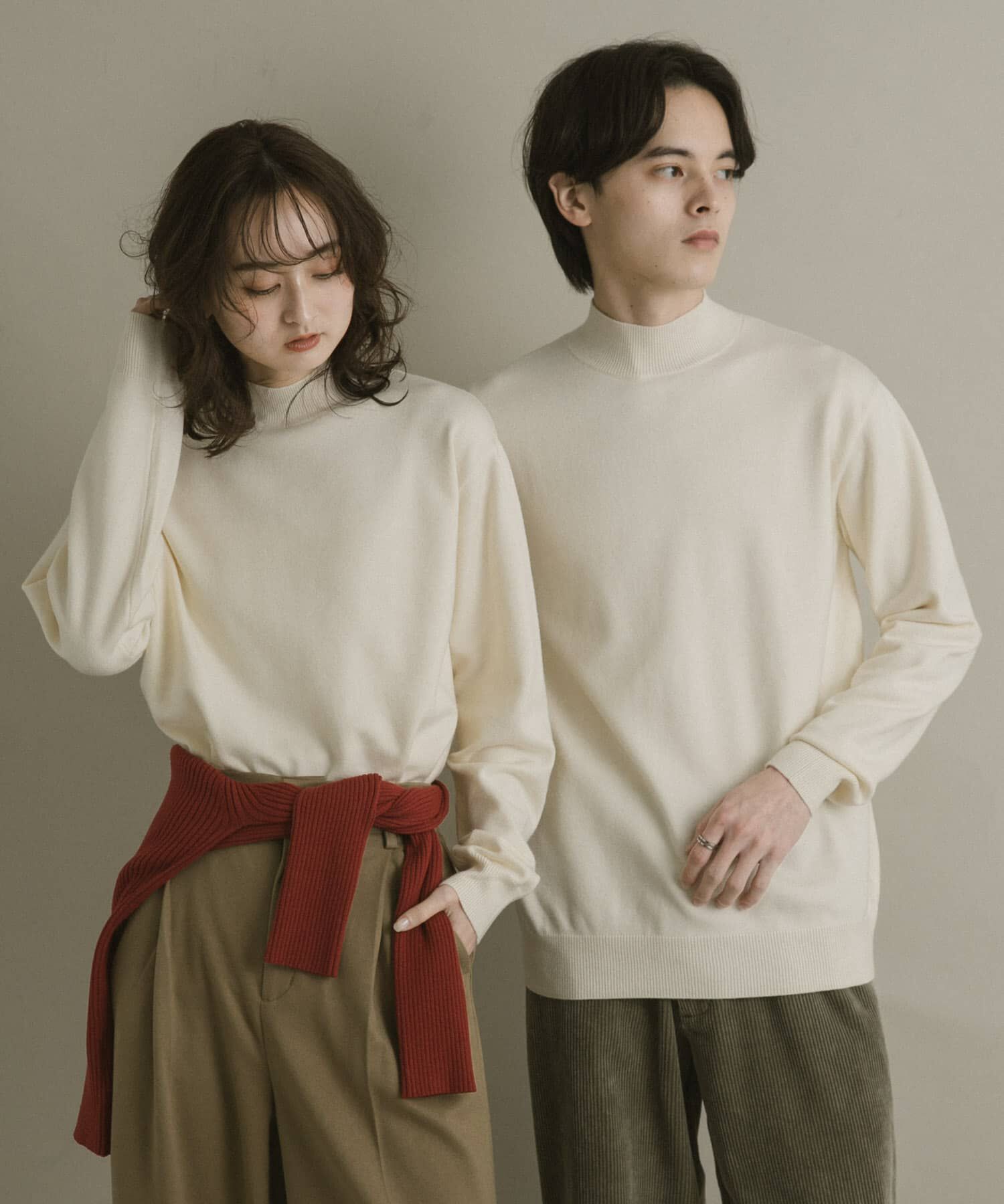 SENSE OF PLACE by URBAN RESEARCH「『一部WEB限定カラー』『洗濯可/毛玉防止』ストレッチモックネックニット」|ニット・セーター|アイボリー