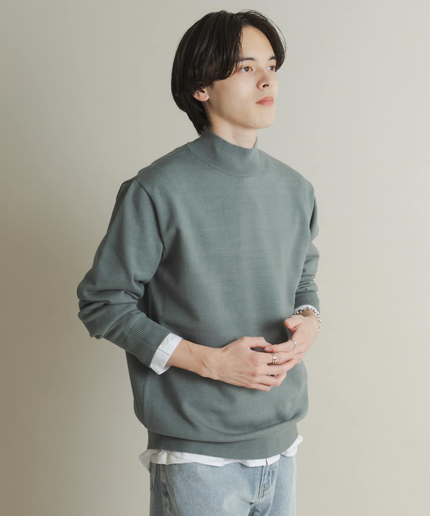 SENSE OF PLACE by URBAN RESEARCH「『一部WEB限定カラー』『洗濯可/毛玉防止』ストレッチモックネックニット」|ニット・セーター|