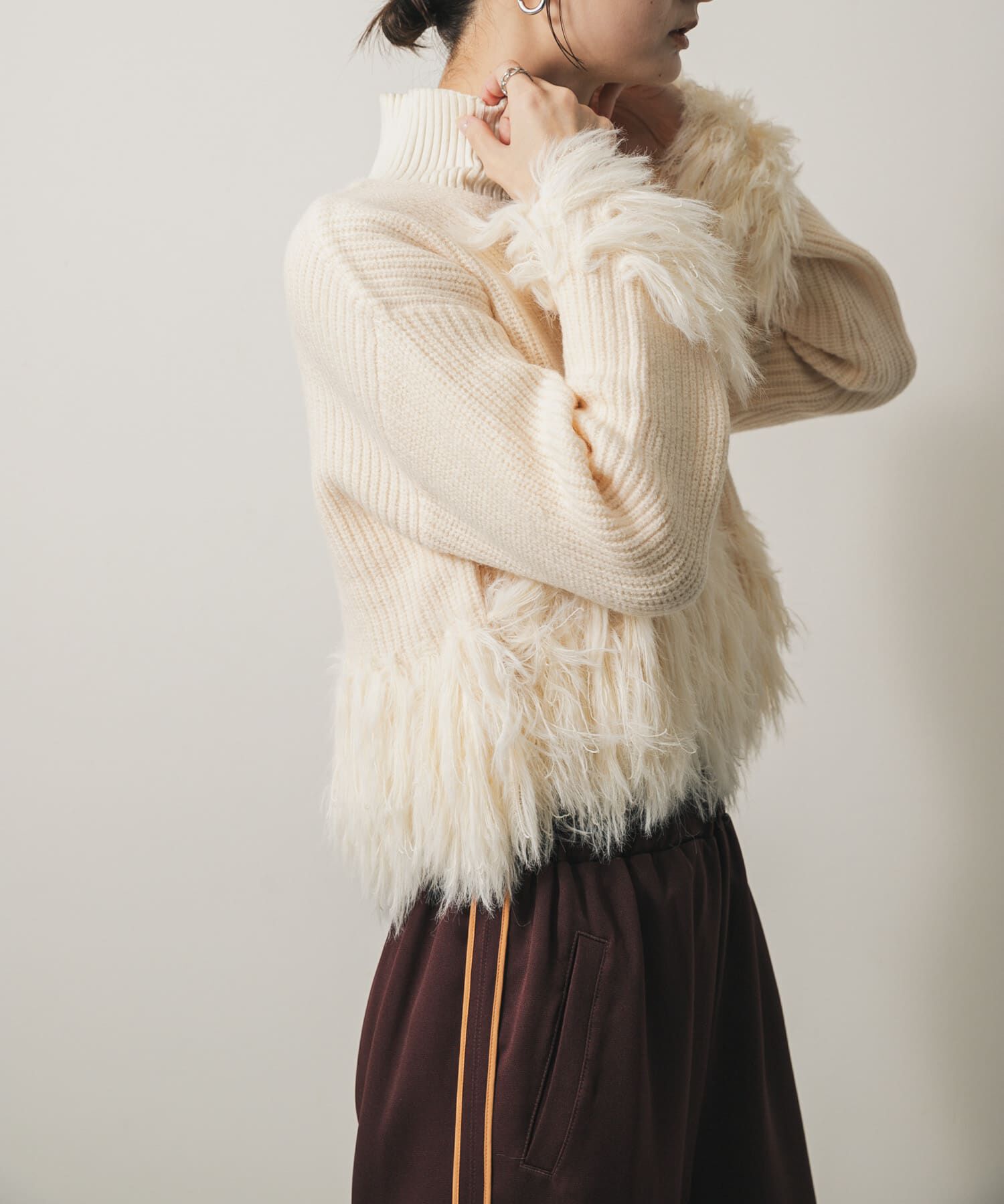 SENSE OF PLACE by URBAN RESEARCH「フェザーフリンジセーター」|ニット・セーター|アイボリー