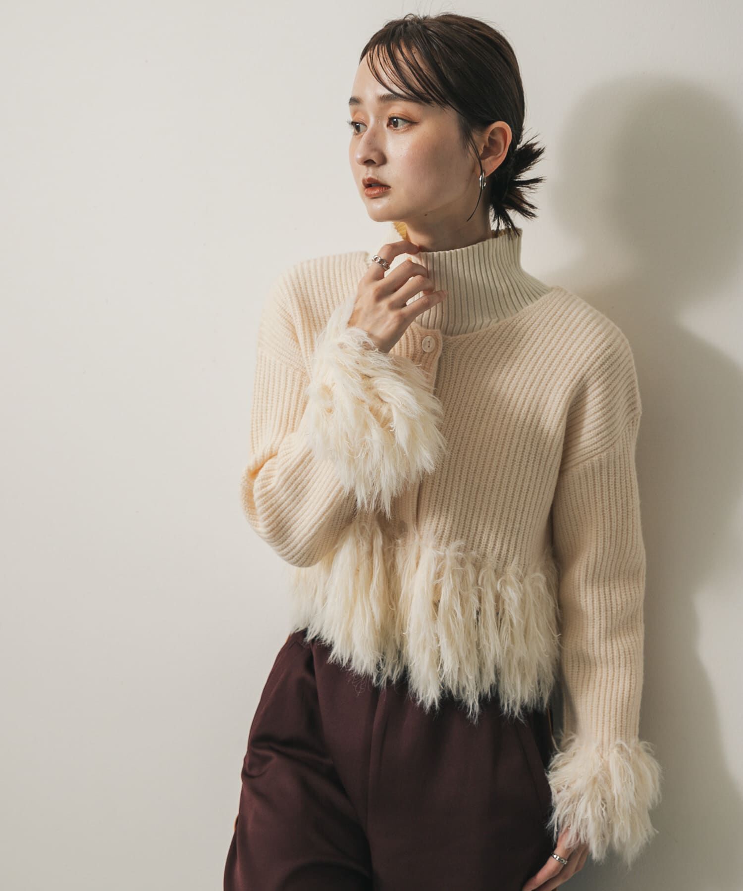SENSE OF PLACE by URBAN RESEARCH「フェザーフリンジセーター」|ニット・セーター|