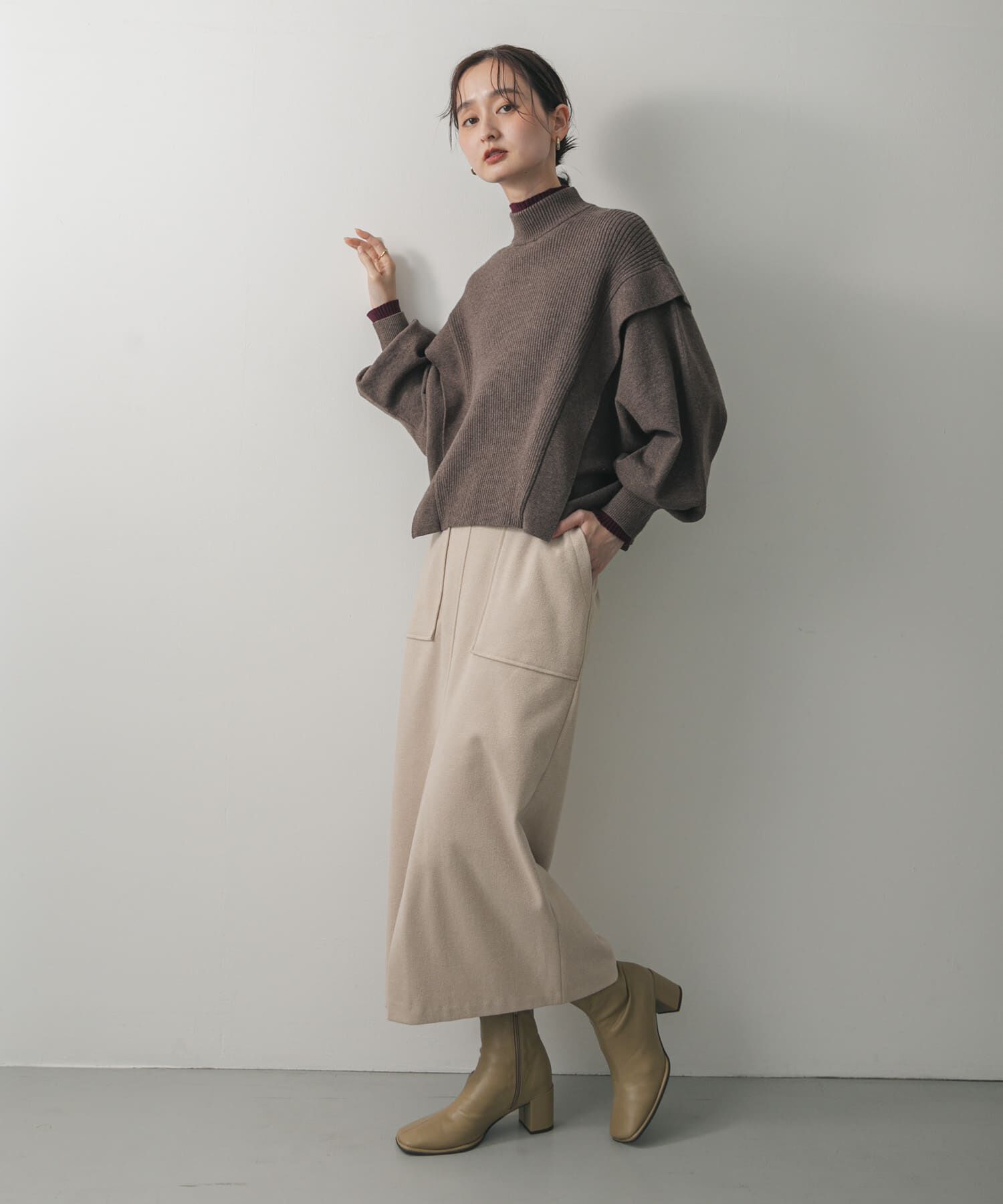 SENSE OF PLACE by URBAN RESEARCH「『XS, TALLサイズ/WEB限定』ジャージーメルトンアウトポケットスカート」|スカート|ベージュ系その他