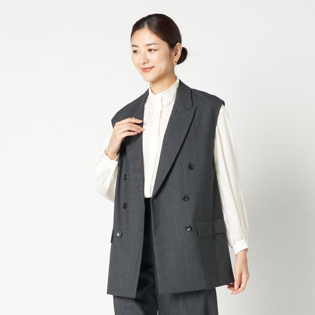 HELIOPOLE「HELIOPOLE GLITTER STRIPE GILET」|デニムジャケット|