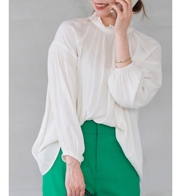 le.coeur blanc「カッセンジョーゼット2wayフリルネックブラウス」|シャツ・ブラウス|