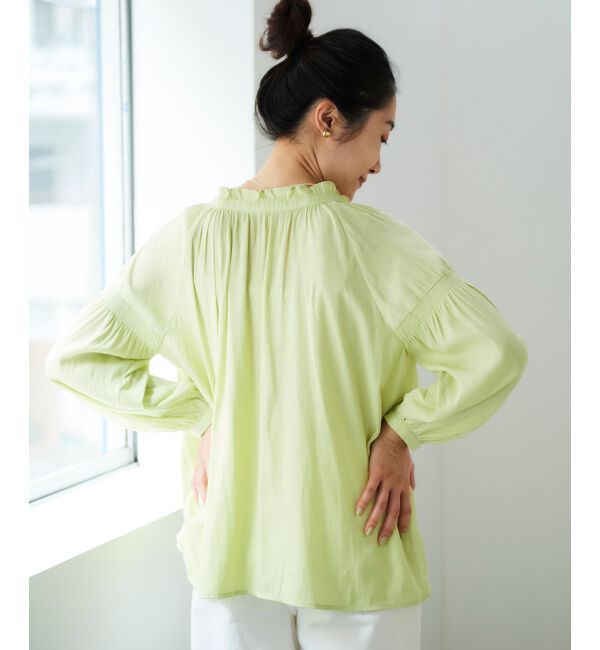 le.coeur blanc「カッセンジョーゼット2wayフリルネックブラウス」|シャツ・ブラウス|