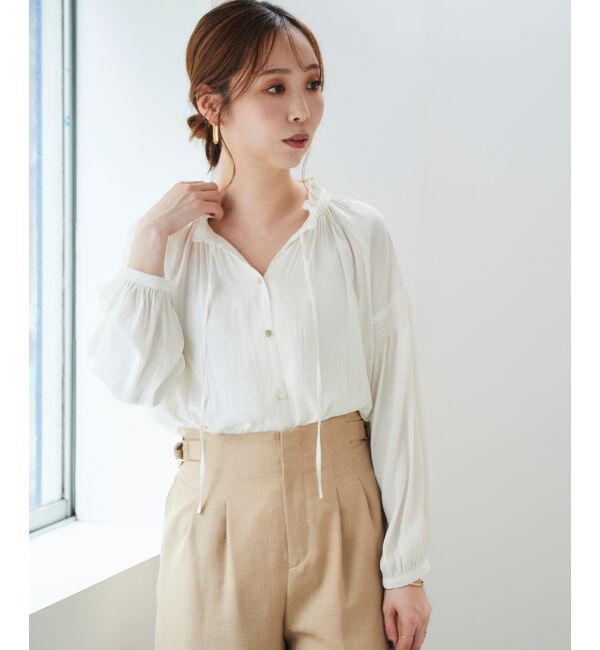 le.coeur blanc「カッセンジョーゼット2wayフリルネックブラウス」|シャツ・ブラウス|