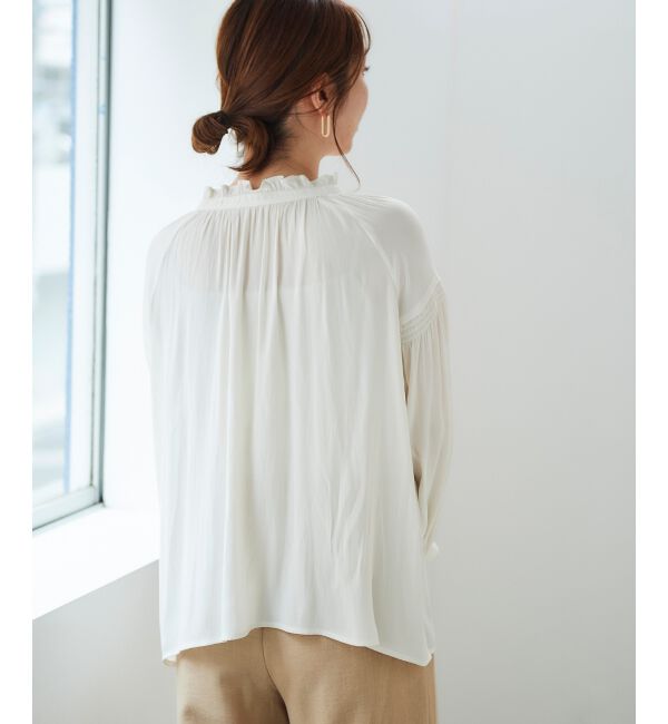 le.coeur blanc「カッセンジョーゼット2wayフリルネックブラウス」|シャツ・ブラウス|