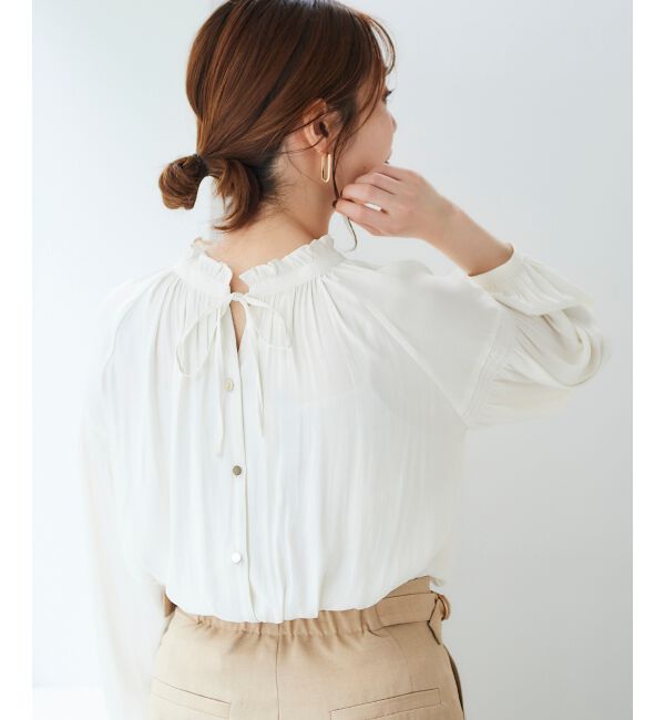 le.coeur blanc「カッセンジョーゼット2wayフリルネックブラウス」|シャツ・ブラウス|