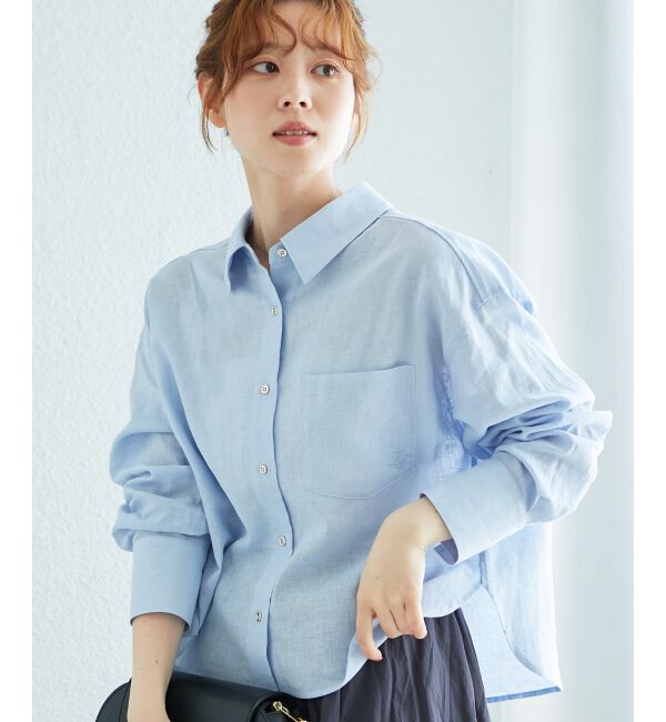  「コットン麻コンパクトシャツ」|シャツ・ブラウス|サックス