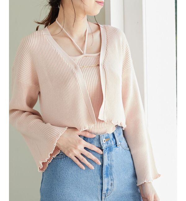 MAJESTICLEGON「キャミsetプレートニットカーデ」|ニット・セーター|