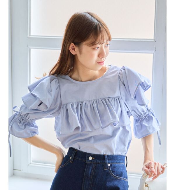 MAJESTICLEGON「キャンディスリーブフリルブラウス」|シャツ・ブラウス|