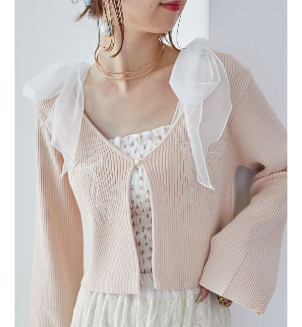 MAJESTICLEGON「カップ付肩リボンシャーリングキャミ」|キャミソール|