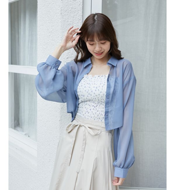 MAJESTICLEGON「カップ付肩リボンシャーリングキャミ」|キャミソール|