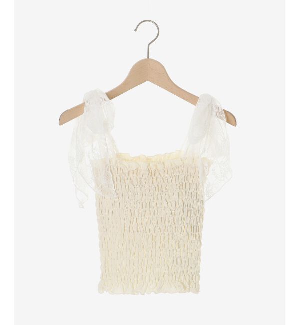 MAJESTICLEGON「カップ付肩リボンシャーリングキャミ」|キャミソール|