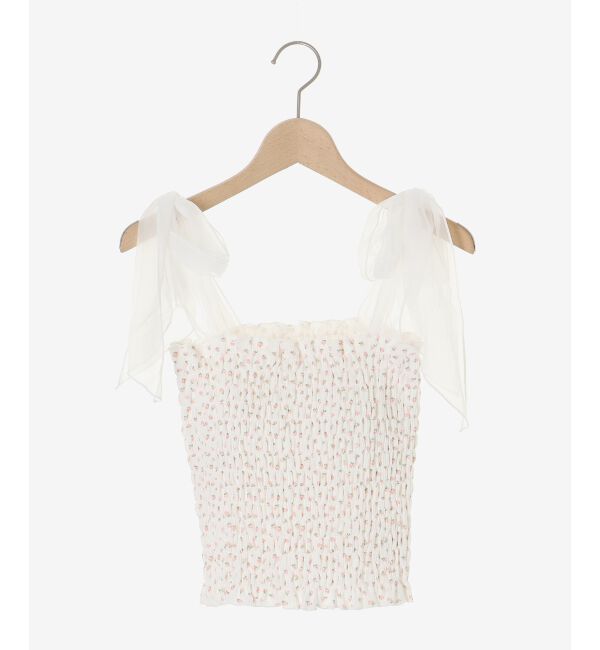 MAJESTICLEGON「カップ付肩リボンシャーリングキャミ」|キャミソール|