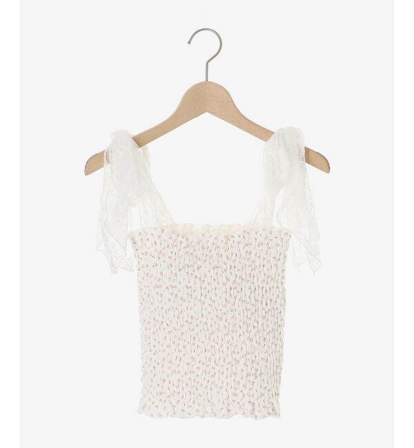 MAJESTICLEGON「カップ付肩リボンシャーリングキャミ」|キャミソール|