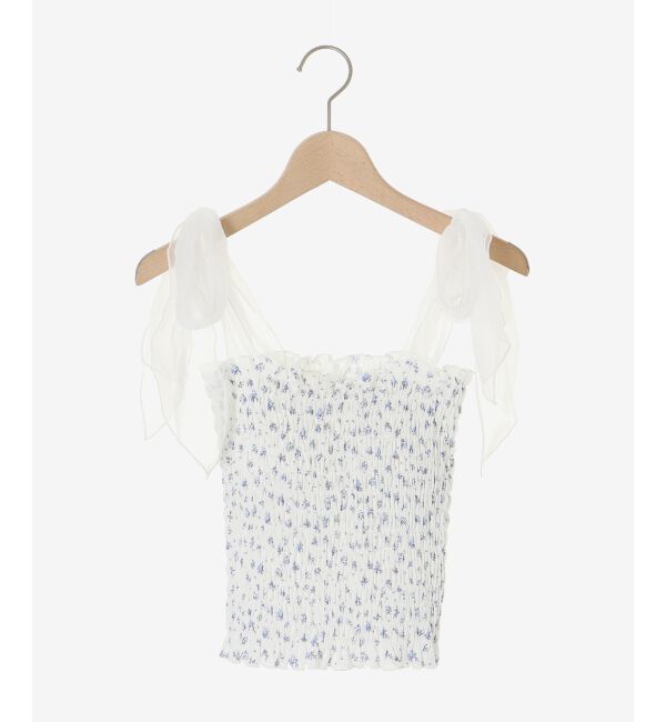 MAJESTICLEGON「カップ付肩リボンシャーリングキャミ」|キャミソール|