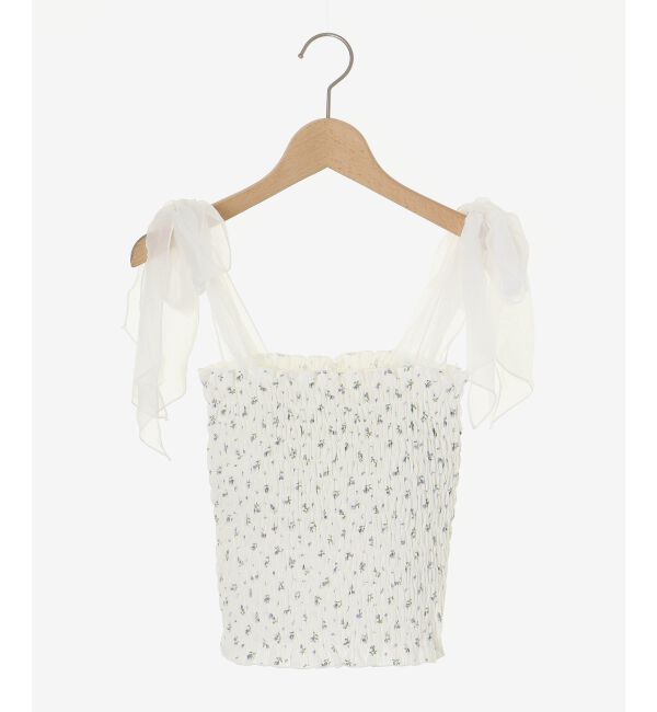 MAJESTICLEGON「カップ付肩リボンシャーリングキャミ」|キャミソール|