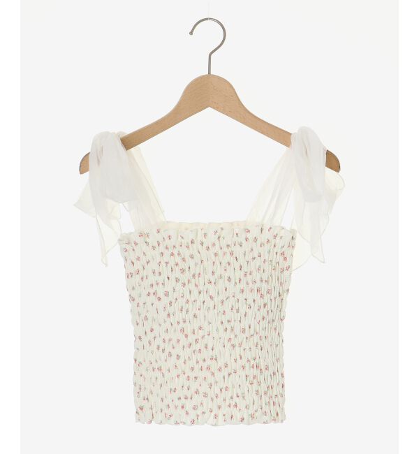 MAJESTICLEGON「カップ付肩リボンシャーリングキャミ」|キャミソール|