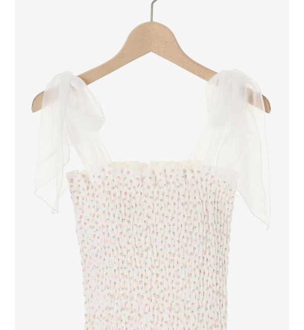 MAJESTICLEGON「カップ付肩リボンシャーリングキャミ」|キャミソール|