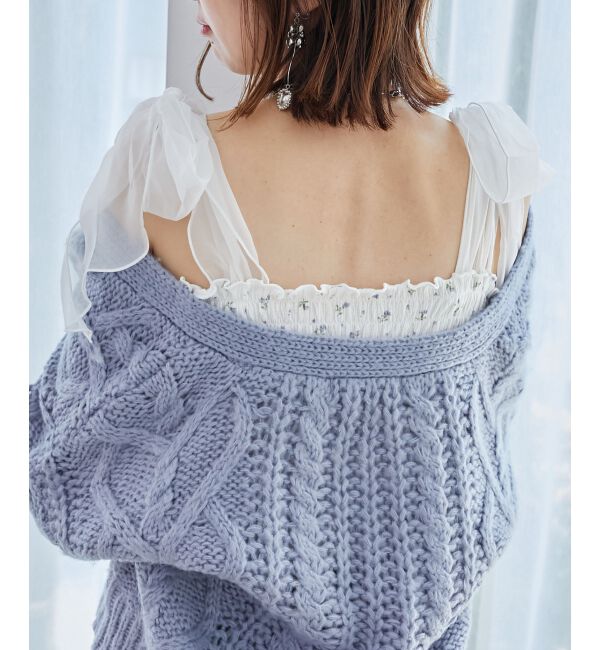 MAJESTICLEGON「カップ付肩リボンシャーリングキャミ」|キャミソール|