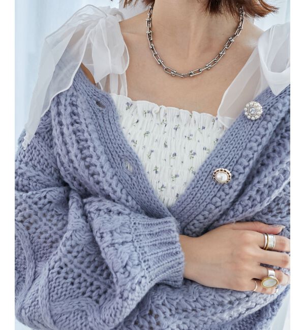 MAJESTICLEGON「カップ付肩リボンシャーリングキャミ」|キャミソール|ブルー