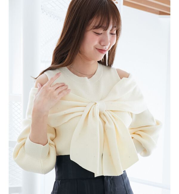  「アソートデザインリボンニットトップス」|ニット・セーター|