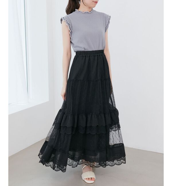  「ティアードレースフリルスカート」|スカート|