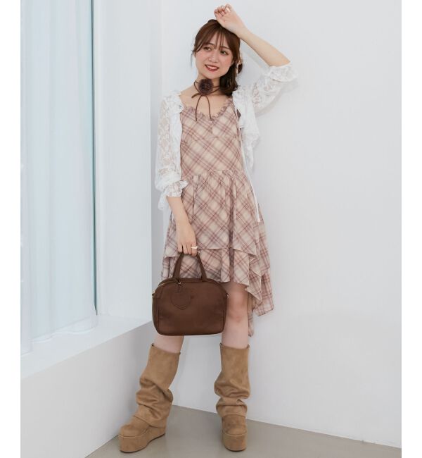  「イレヘムティアードミニキャミワンピ」|ワンピース|ブラウン柄