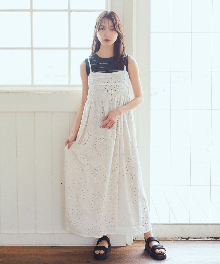 earth music&ecology「シフリー刺繍キャミワンピース」|ワンピース|Ivory