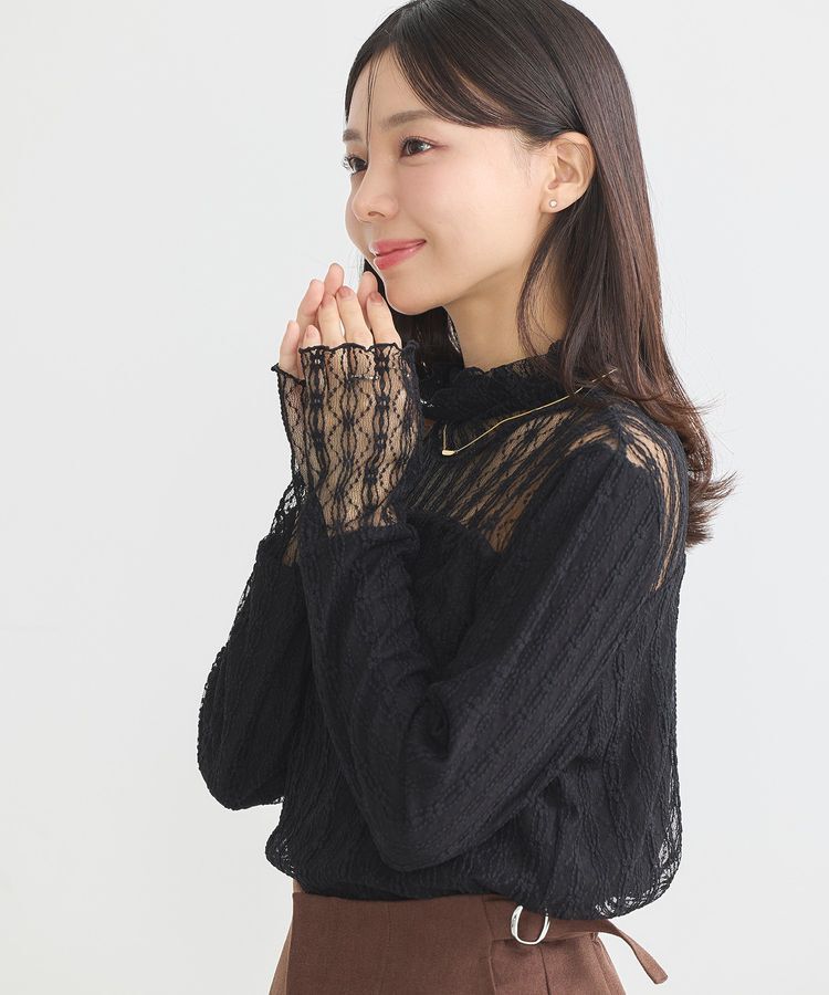 earth music&ecology「あったかレースプルオーバー」|Tシャツ・カットソー|Black