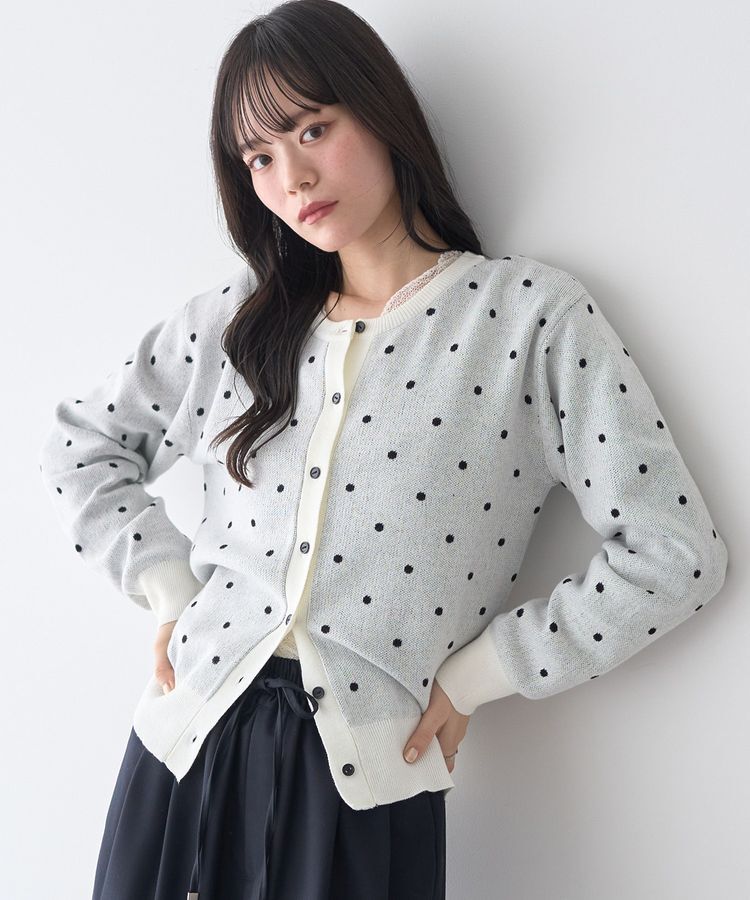 earth music&ecology「ドットジャガードカーディガン」|カーディガン|