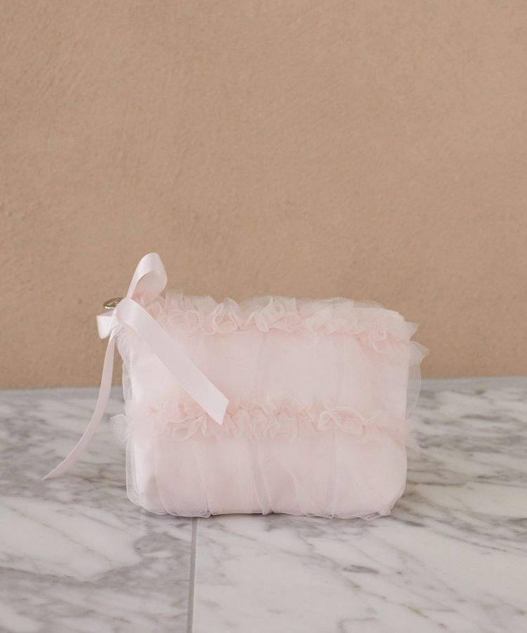 Maison de FLEUR「チュールフリルポーチ」|ポーチ|ピンク