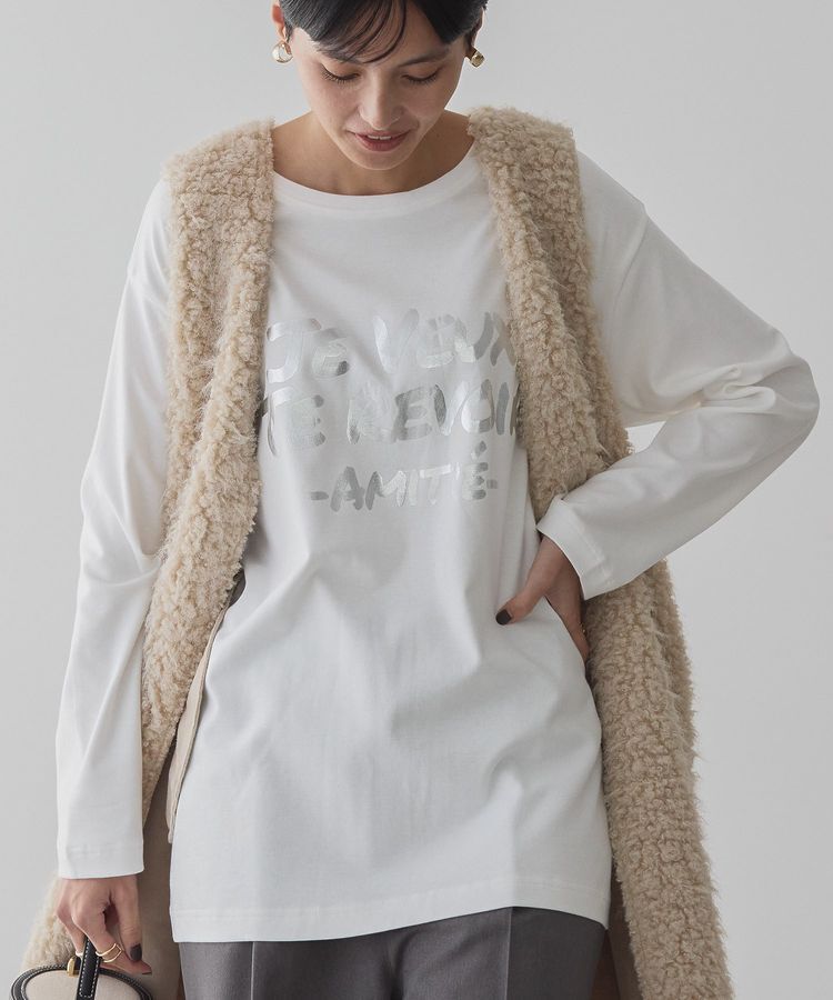 AMERICAN HOLIC「AMITE' 箔プリントカットプルオーバー」|Tシャツ・カットソー|Off White