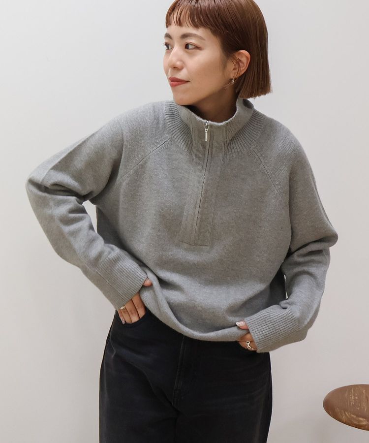 AMERICAN HOLIC「バイパチハーフZIPニットプルオーバー」|ニット・セーター|Light Gray Mixture